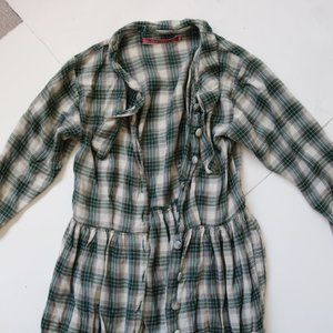 Green Plaid Distressed Grunge Dress